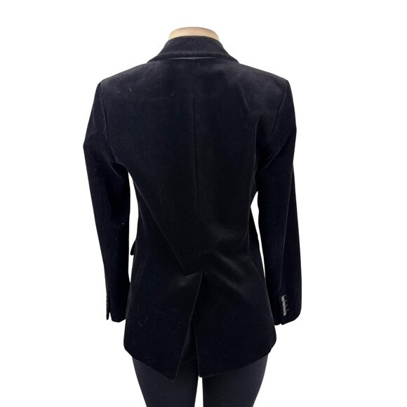 J.Crew Womens Black Cotton Blazer Single-Button Velvet Style Size 4 - Picture 5 of 12
